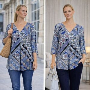 Ruby Rd. Multicolor Patterned Blouse